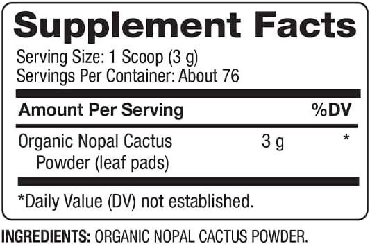 BareOrganics Nopal Cactus Powder | USDA Organic Vegan Non-GMO Gluten-Free | Super Fruit 8oz