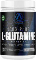 L-Glutamine Powder - 500g Fermented Plant-Based Amino Acid - Ultra-Pure Post Workout Recovery Muscle Support &amp Gut Health Supplement - Vegan Non-GMO - Unflavored