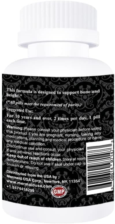 Tall Star - Best Height Support Star- Magic Growth Development Bone Capsules Maximizer for Teens Kids Adults Health Pills Gummies Support Supplement- Non GMO M.U Mermaid USA Natural and Pure Herb