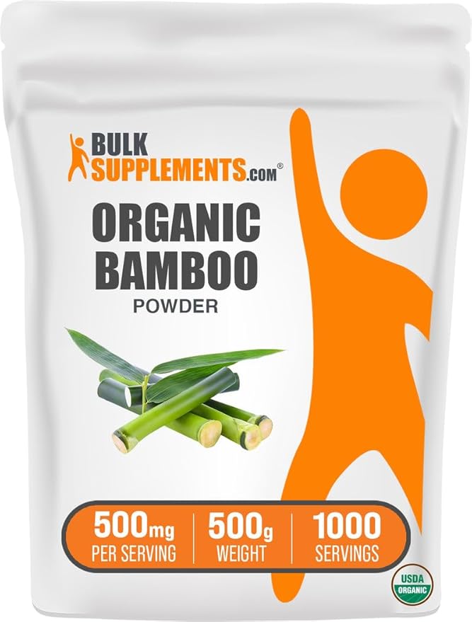 BulkSupplements.com Organic Bamboo Powder - Bamboo Powder Organic - Silica Supplement Gluten Free - 500mg per Serving 500g (1.1 lbs) (Pack of 1)