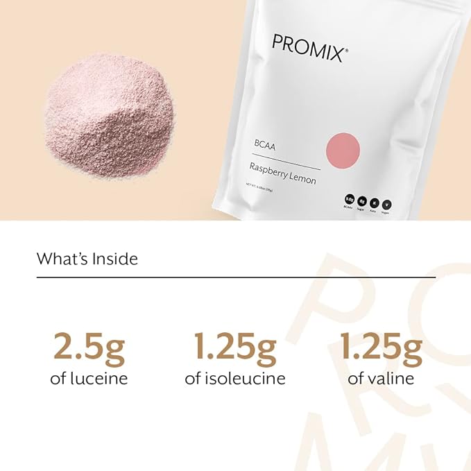 Promix BCAA Post-Workout Energy Powder - 5g Micronized BCAAs Sugar Free Plant Based Vegan Keto - Raspberry Lemon - 30 Servings (Pack of 1)