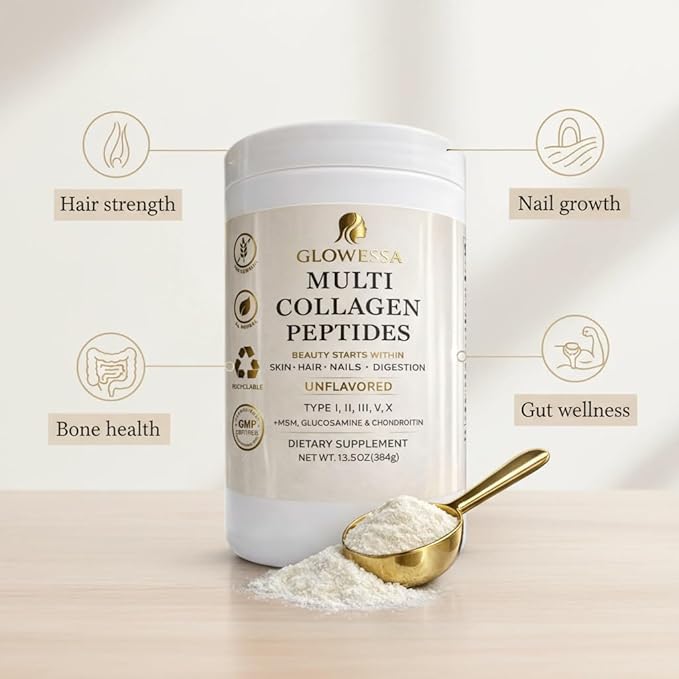 Multi Collagen Peptides Powder – Types I II III V &amp X – Hydrolyzed Collagen Supplement for Hair Skin Nails &amp Joint Support – Unflavored Daily Collagen for Women &amp Men