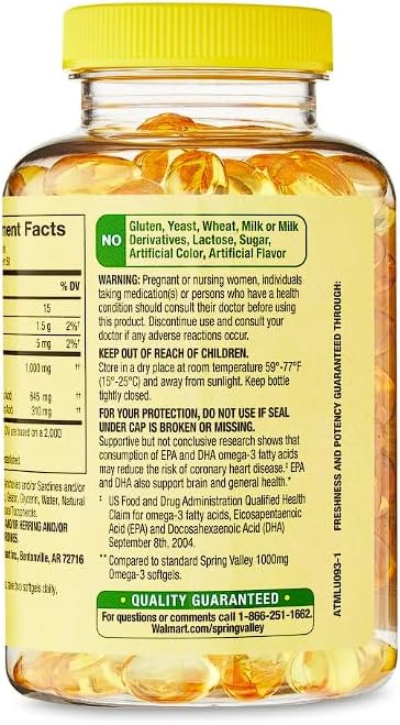 Omega-3 Mini from Fish Oil 1000 mg 120 Count Dietary Supplement Omega 3 Mini Softgels + Daily Supplement Tracker Sticker