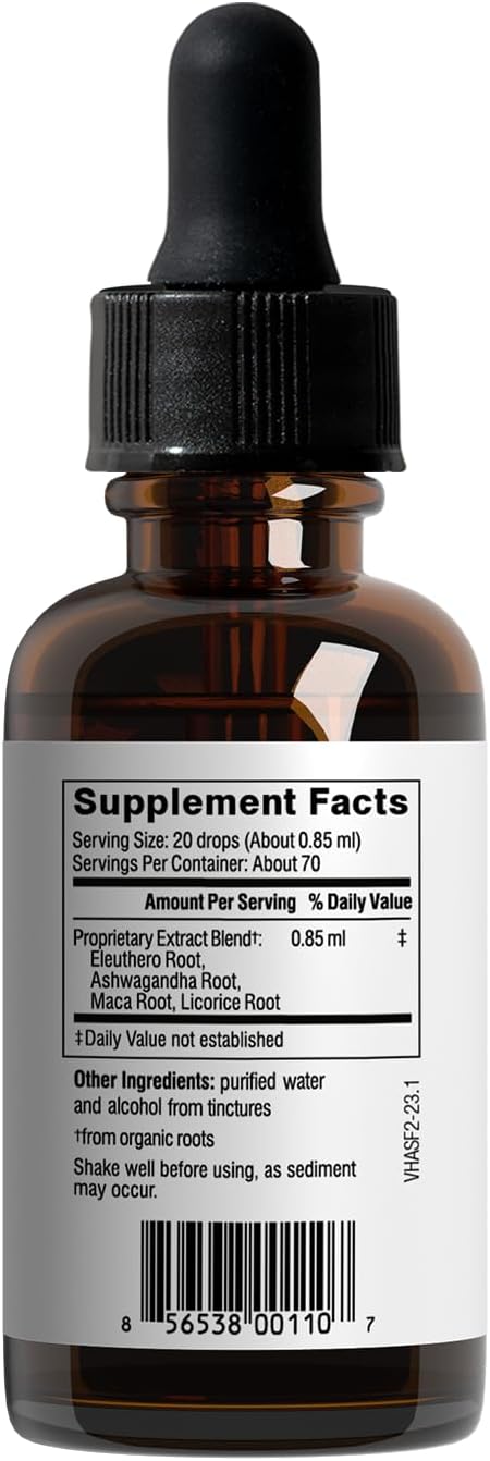 Dr Wilson's Herbal Adrenal Support Formula adaptogenic Herbs for Daily use Sleep and Energy Support 1 Liquid oz
