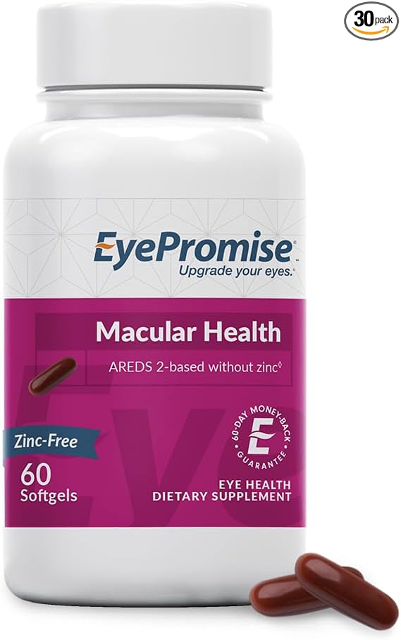 EyePromise Macular Health Eye Vitamin - 60 Softgels 30-Day Supply - Zinc-Free Eye Health Support with Zeaxanthin Lutein Vitamin C D &amp E and Omega 3 Fish Oil