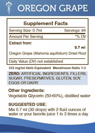 Secrets of the Tribe Oregon Grape Alcohol-Free Liquid Extract Responsibly farmed Oregon Grape (Mahonia aquifolium) Dried Root (2 FL OZ)