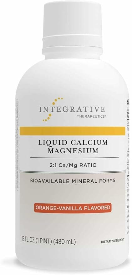 Integrative Therapeutics Liquid Calcium Magnesium 2:1 - Calcium Supplement for Bone Support* - Delicious Liquid Formula - Does Not Contain Sugar Gluten or Dairy - Orange Vanilla 16 oz (32 Servings)