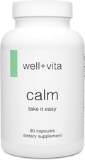 Well+vita Calm Supplement for RelaxationSleep &amp Daytime Zen with Magnesium Glycinate and Taurate L-Theanine Passion Flower Lemon Balm Taurine (90 Veggie Capsules)