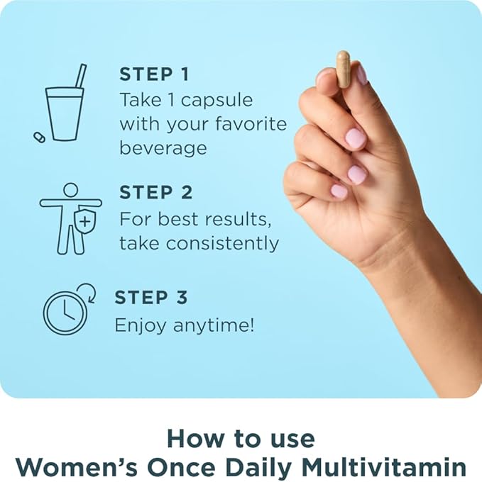 Ancient Nutrition Multivitamin for Women Women's Once Daily Supplement Methylated Vitamin B C K2 Magnesium Folate &amp Iron Supports Bone Health 30ct