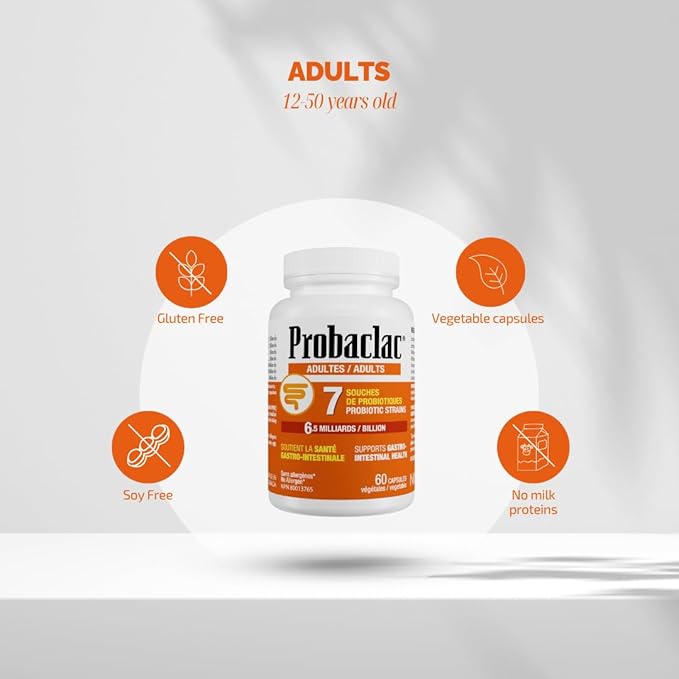 Probaclac Probiotics for Adults – Daily Gut Health &amp Immune Support Relieves Bloating &amp Supports Digestive Balance – 60 Shelf-Stable Capsules Dairy &amp Gluten Free(60)