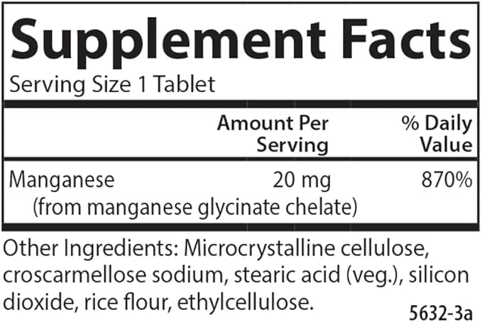 Carlson - Chelated Manganese 20 mg - Superior Absorption Healthy Metabolism Bone Support &amp Brain Health 250 Tablets