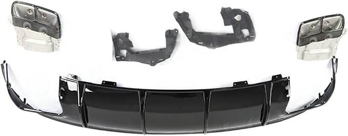 Compatible for CLA Class W117 CLA260 CLA45 AMG 2013-2018 PP Rear Bumper Lip Diffuser Spoiler with Exhaust Rear Lip Skid Plate(2013-2015 Black)