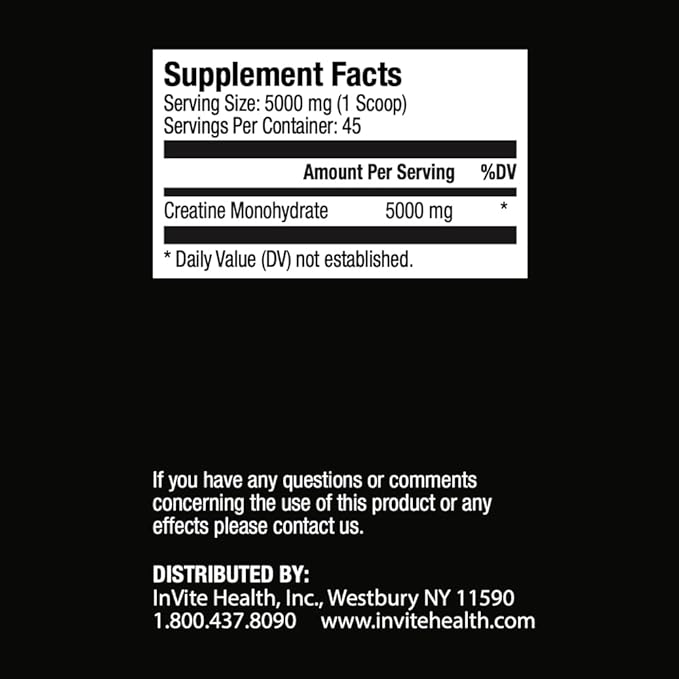 Invite Health Creatine Monohydrate Powder - Supports Healthy Muscle Function Exercise Performance and Energy Metabolism - Creatine Monohydrate 5000 mg - 45 Servings (2-Pack)