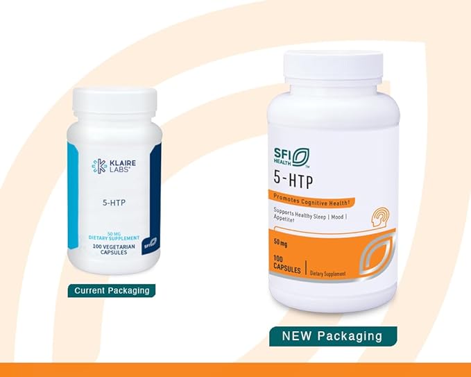 Klaire Labs SFI Health 5-HTP 50 mg - Hypoallergenic 5-HTP from Griffonia Seed Extract - Hydroxytryptophan Serotonin Support Supplement to Promote Mood (100 Capsules)