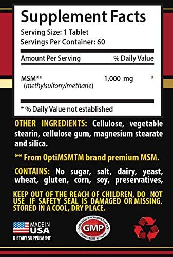 Nails Skin and Hair Vitamin - MSM (Methylsulfonylmethane) - Msm for Adults - 2 Bottles 120 Tablets