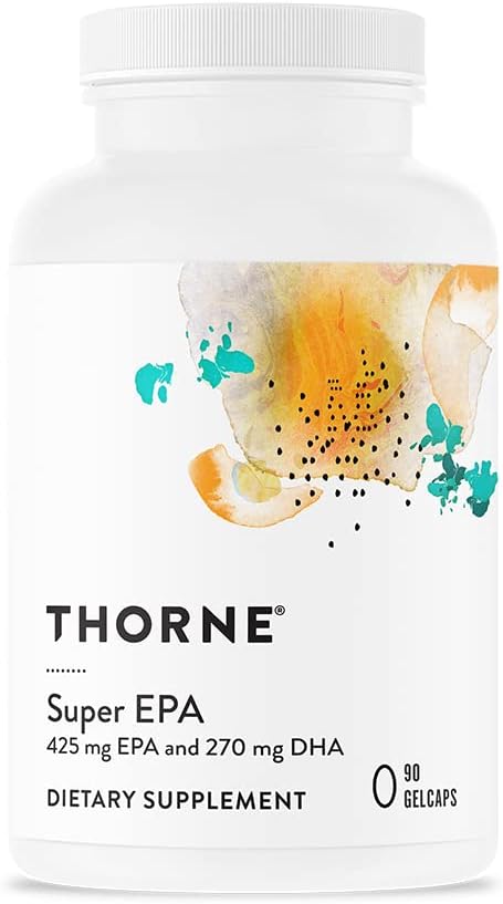 THORNE - Super EPA (90 Gelcaps) &amp Vitamin D + K2 (1 Oz) Bundle - Supports Bone Health Muscle Structure &amp Joint Health - Gluten Dairy &amp Soy-Free