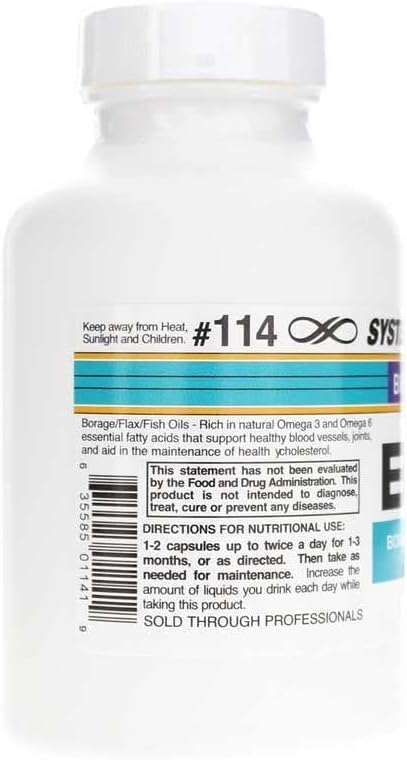 Systemic Formulas BFO - Borage/Flax/Fish Oil 60 Capsules Bio Nutriment #114. Rich and Natural Highly Potent Omega3 (DHAEPA) + Omega 6 Essential Fatty acids