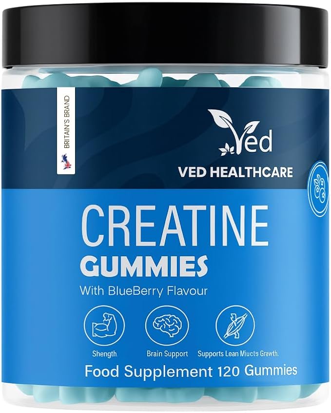 Ved Creatine Gummies 1000 mg – 120 Count Max Strength Muscle Growth &amp Recovery Supplement for Men &amp Women Vegan Creatine Monohydrate with Vitamin C Pre Workout Chewable 2 Months Supply.
