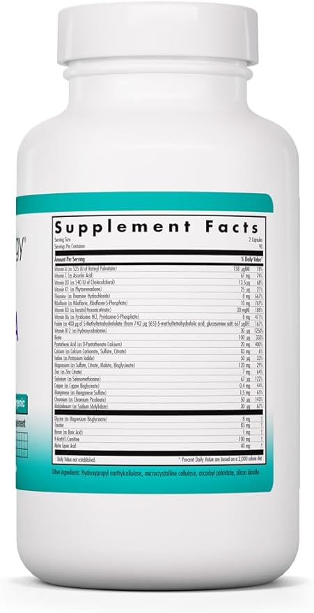 Nutricology MVM-A - Comprehensive Multivitamin Supplement with Minerals - Active B Vitamins Folate Iron &amp More - Antioxidant Activity &amp Overall Wellness Support - 90 Servings - 180 Capsules