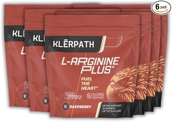 L-Arginine Plus Raspberry 6-Pack - #1 Natural Blood Pressure Supplement Better Cholesterol More Energy - Heart Health Supplement 13.4 oz