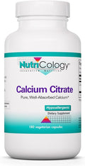 Nutricology Calcium Citrate - Pure Calcium Bone Strength Well-Absorbed Without Vitamin D Calcium Only 150mg Supplement Vegetarian Capsules - 180 Count