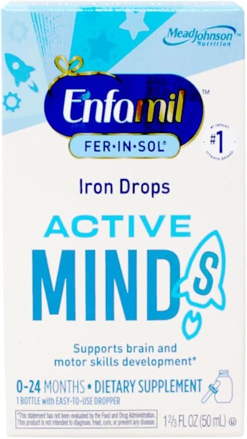 Enfamil Fer-in-Sol Iron Supplement Drops for Infants &amp Toddlers 15 mg 1.67 fl oz (50 ml) (Pack of 2)