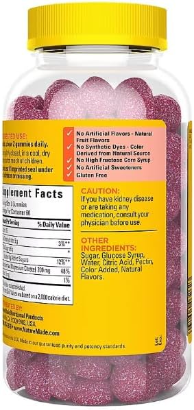 Nature Made Magnesium Citrate Gummies–Men &amp Women Multivitamin (200mg per Serving 120 Gummies) + Bonus 1 Elbow Support