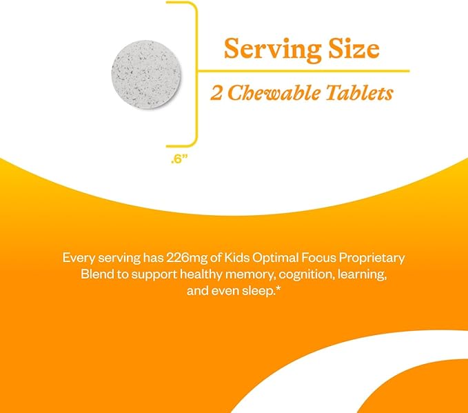 Seeking Health Kids Optimal Focus - Calming Supplement for Children - Supports Focus Healthy Mindset &amp Sleep† - 60 Chewable Tablets (30 Servings)