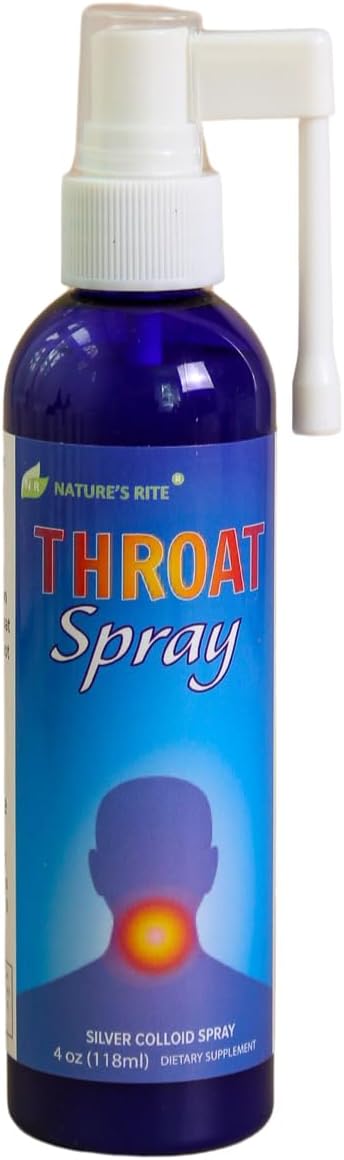 Nature's Rite Colloidal Silver Spray - Throat Spray - Natural Throat Relief with Soothing Formula for Quick Results - 4 oz with Easy-to-Use Mist Nozzle