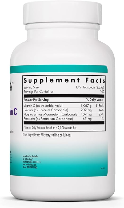 Allergy Research Group Nutricology Buffered Vitamin C Powder - Calcium Magnesium Potassium Ascorbic Acid Bowel Tolerance High-Purity High Dose Calcium Carbonate - 8.5 Oz