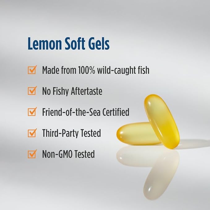 Nordic Naturals Omega-3D Lemon Flavor - 120 Soft Gels - 690 mg Omega-3 + 1000 IU Vitamin D3 - Fish Oil - EPA &amp DHA - Immune Support Brain &amp Heart Health Healthy Bones - Non-GMO - 60 Serving