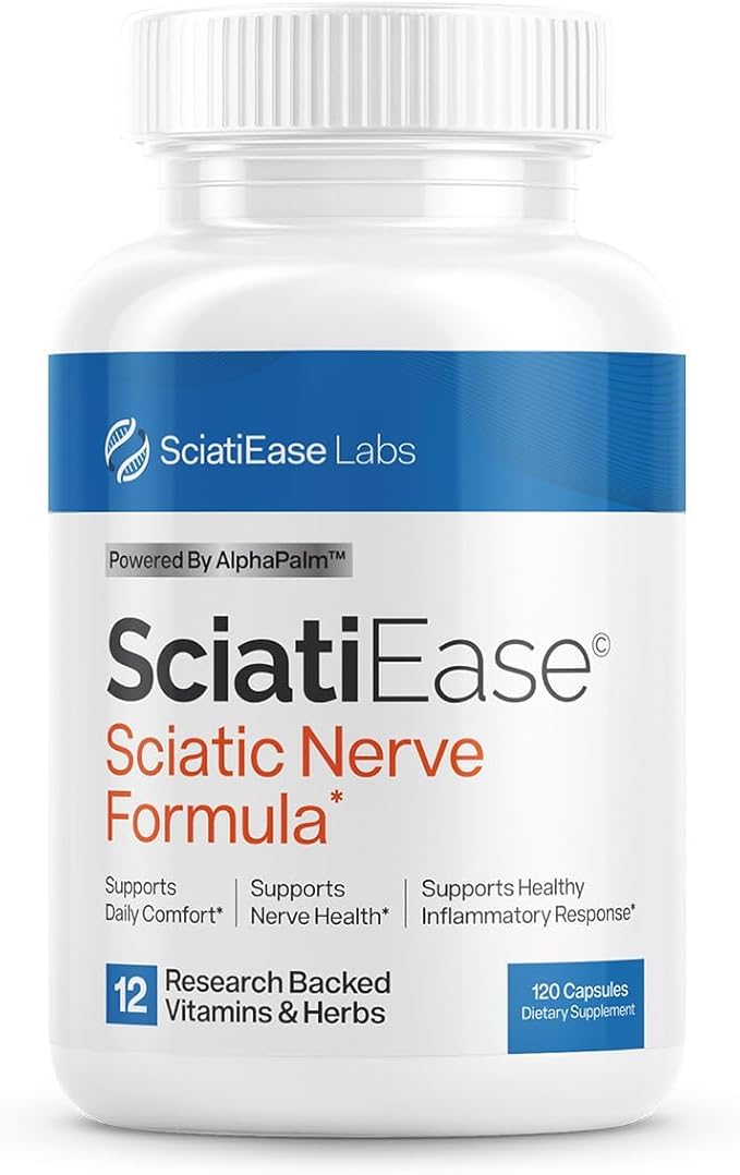 SciatiEase Sciatic Nerve Health Support Supplement - Nerve Support Formula with AlphaPalm Pea Vitamin B Complex Alpha Lipoic Acid 300mg - 120 Capsules