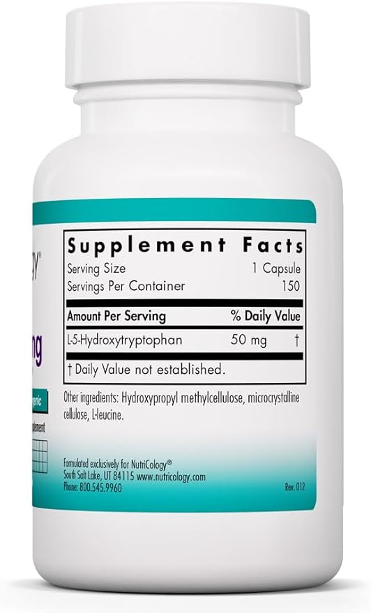 Allergy Research Group NutriCology 5-HTP - Delivers 50 mg L-5-Hydroxytryptophan - Supports Serotonin Pathways a Positive Outlook &amp Restfuness - 150 Servings - 150 Capsules