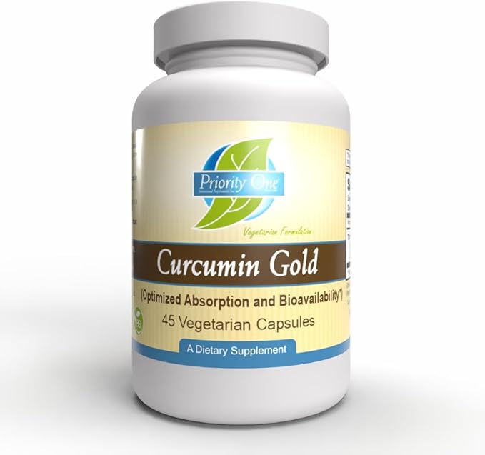 Priority One Vitamins Curcumin Gold 45 Vegetarian Capsules TurmiPure Gold™ is The World’s First bioequivalent Turmeric Extract*
