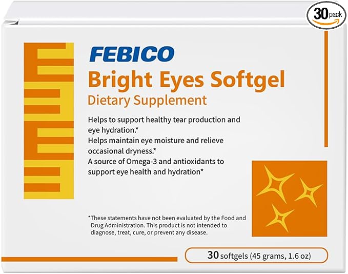 Eye Health Support Supplement – Daily Vision Care with Lutein &amp Omega-3 30 Softgels FEBICO