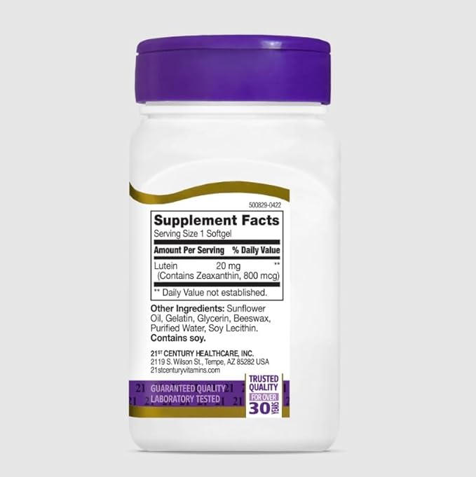21st Century Lutein 20 mg Softgels - 60 ct Pack of 3
