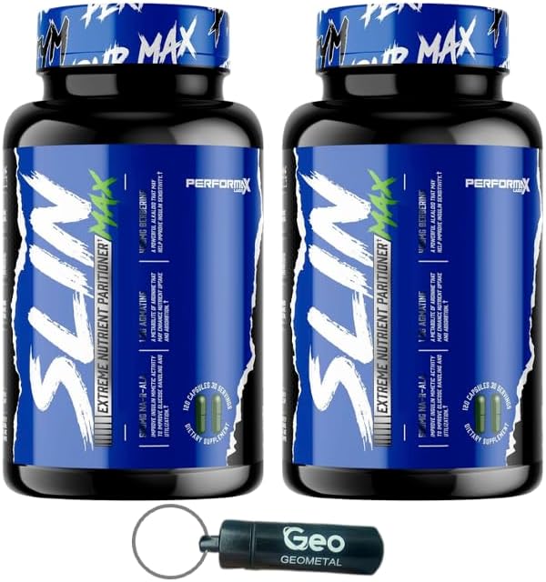 VitaBoost SLIN Max Nutrient Partitioning Complex - Increase Mass &amp Size 60 Servings (120 Capsules Pack of 2) and Pill Holder by GeoMetal™