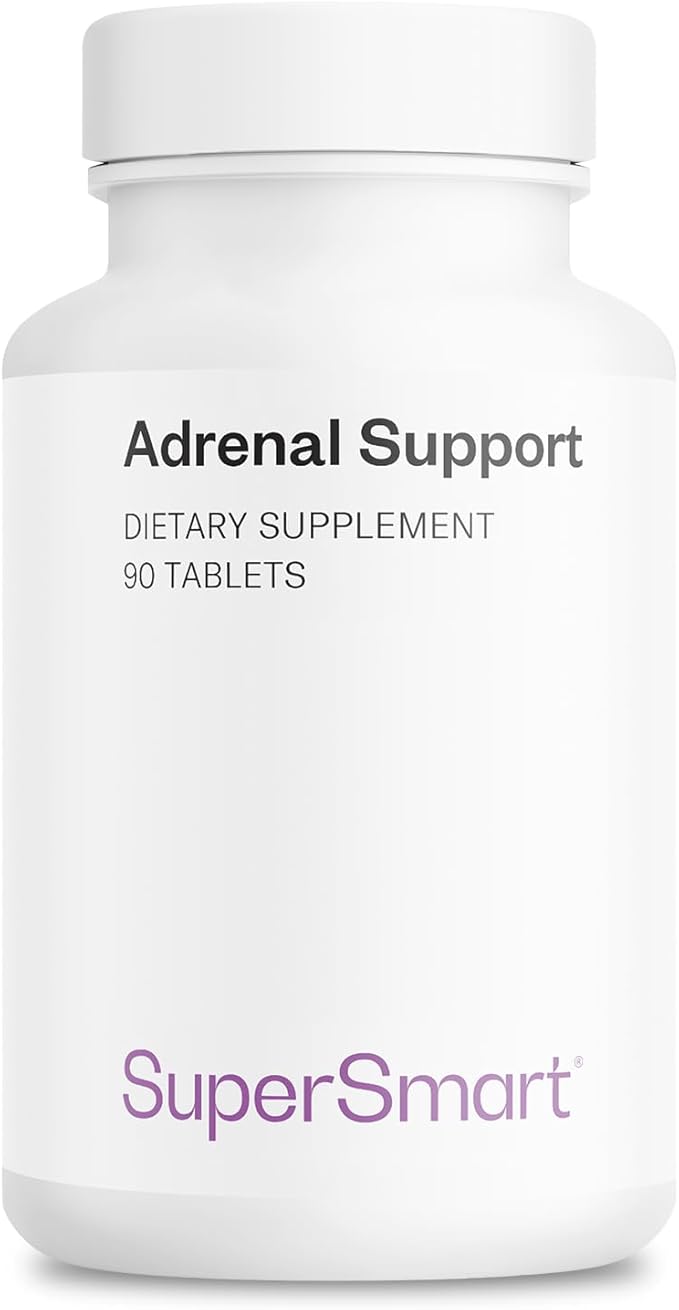 Supersmart - Adrenal Support (Advanced Formula) - with Rhodiola Rosea Holy Basil Tulsi Magnesium - Adaptogenic Herbs Supplement | Non-GMO &amp Gluten Free - 90 Tablets