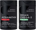 Sports Research® Vegan Antioxidant Support Pack - Omega-3 Algae Oil and Plant Based Astaxanthin Softgels for Antioxidant Activity Skin &amp Eye Health (60 Veggie Softgels Each)