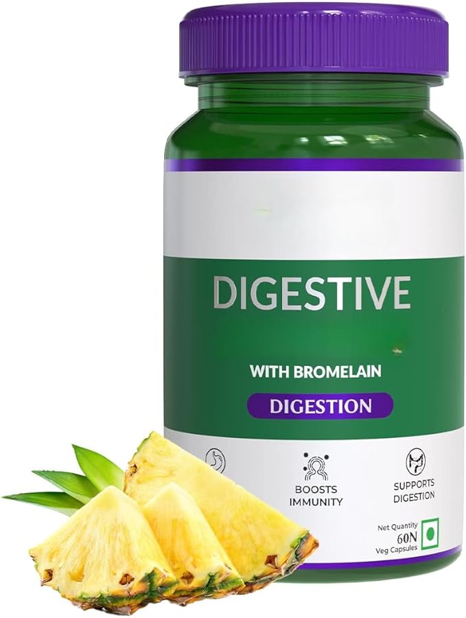 Generic Digestive 665mg with Bromelain Better Bioavailability Supports Digestion &amp Better Absorption of Food Nutrients - 60 Veg Capsules