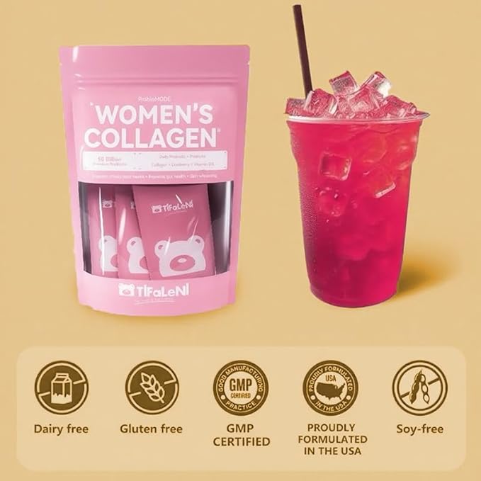 Bovine Collagen Peptides Powder with 50 Billon CFU Probiotics Prebiotics &amp Vitamin D3 - Hydrolyzed Naturally-Sourced - Supports Hair Skin Nails &amp Joints - Collagen Supplement for Women