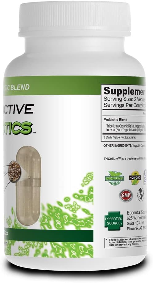 Prebiotic Capsules for Women &amp Men – Organic Prebiotics Supplement with Acacia Fiber VitaFiber Tricelium Mushroom Blend – Prebiotic Fiber Supplement for Gut Health Digestion &amp Microbiome Su