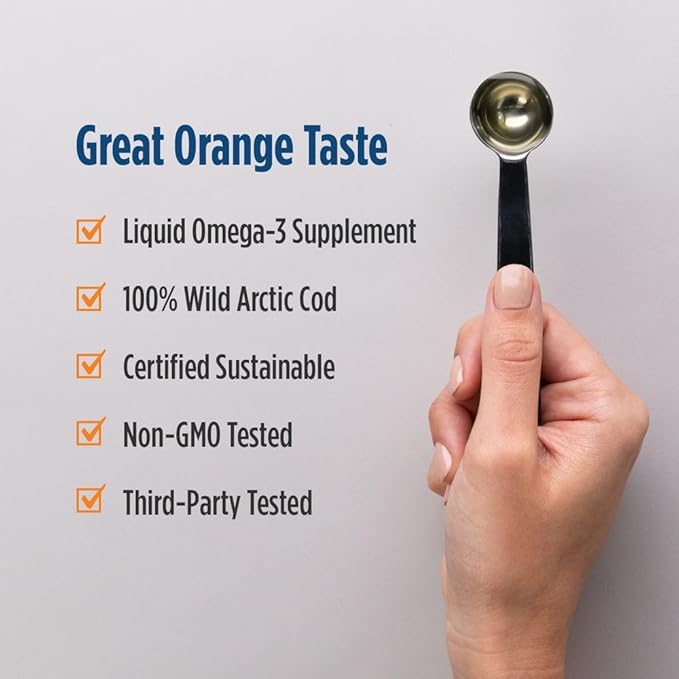 Nordic Naturals Arctic Cod Liver Oil Orange - 16 oz - 1060 mg Total Omega-3s with EPA &amp DHA - Heart &amp Brain Health Healthy Immunity Overall Wellness - Non-GMO - 96 Servings