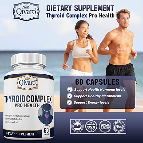 Thyroid Complex Pro - Natural Supplement for Thyroid Support Energy Focus and Metabolism (60 Capsules) with L-Tyrosine Vitamin B Iodine Magnesium Zinc &amp B-12 for Men and Women