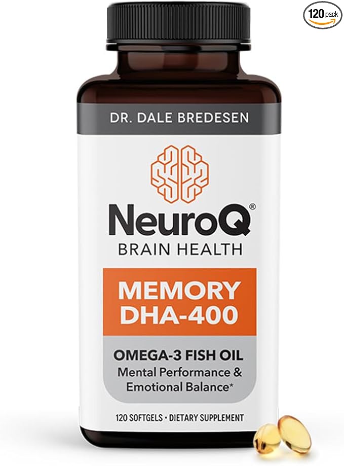 LifeSeasons NeuroQ Memory DHA-400 - Omega-3 Fish Oil Supplement - Mental Performance &amp Balance - Supports Neuro Brain Health - Protects Against Memory Loss &amp Improves Focus - 120 Softgels