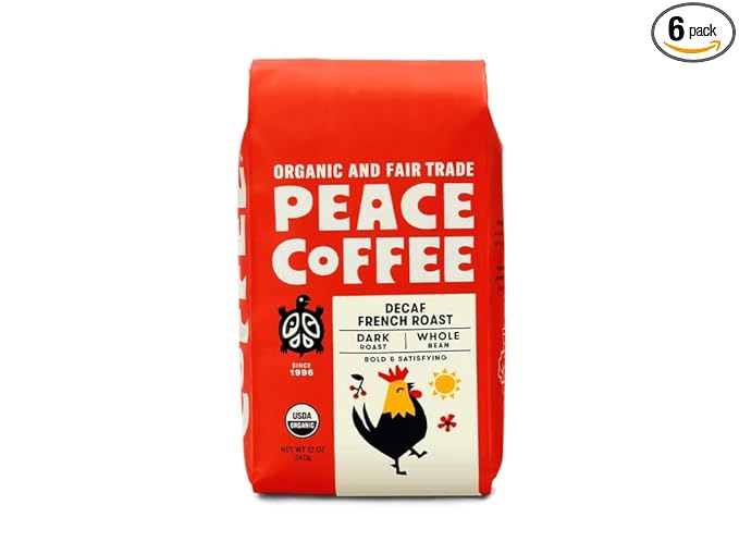 Peace Coffee Decaf Ground French Roast 12 oz (Pack of 6)