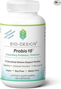 Probio10 - Daily Probiotic &amp Prebiotic Supplement - 10 Billion CFU 10 Beneficial Strains Aid in Digestion Regularity Immune Function and Gut Health - 60 Acid-Resistant Capsules