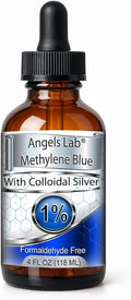 New Methylene Blue 1% Wtih Colloidal Silver Angels Lab |USP-Grade Methylthioninium Chloride Liquid | High Purity Dietary Supplement for Brain Function &amp Cognitive Health |4 oz Glass Dropper Bottle