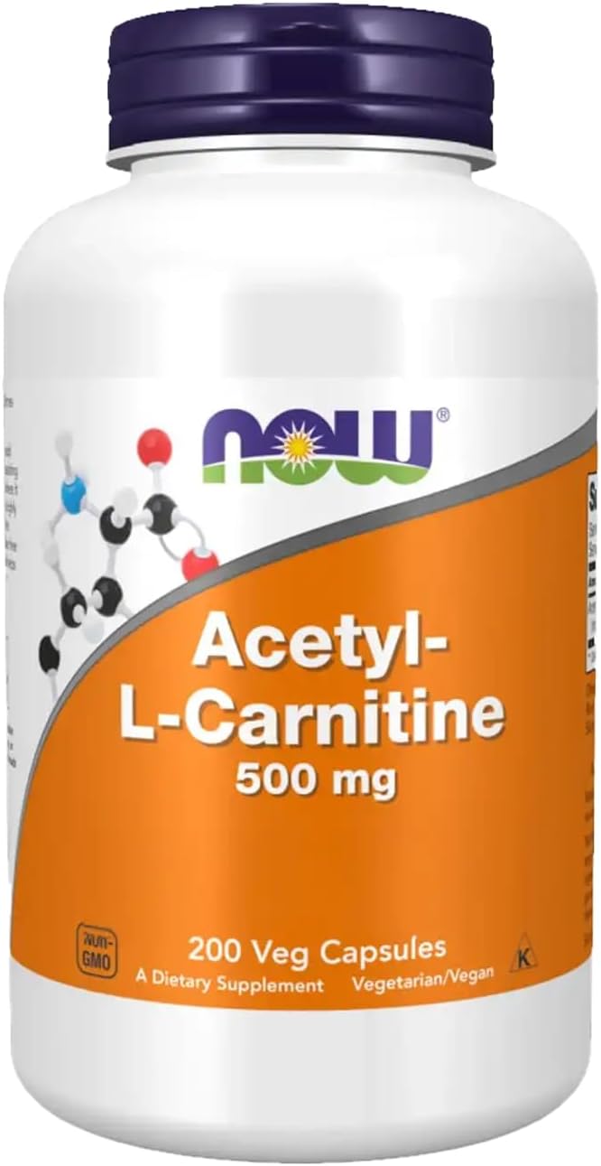 NOW Foods Acetyl L-Carnitine 500mg 200 Veg caps (Pack of 3)