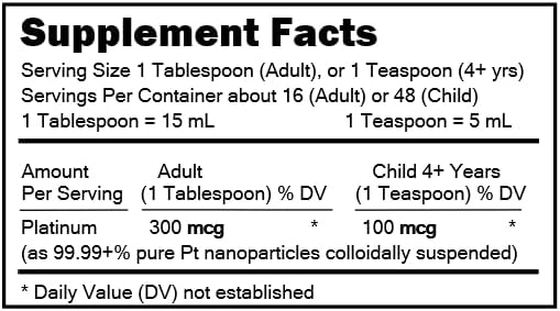 MediPLATINUM Gut Booster True Colloidal Platinum PtNP Nutritional Supplement - 250 mL (8.45 Fl Oz) in Clear Glass Bottle